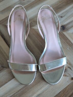 GUC J. Crew Metallic Gold Simple Slingback Heels